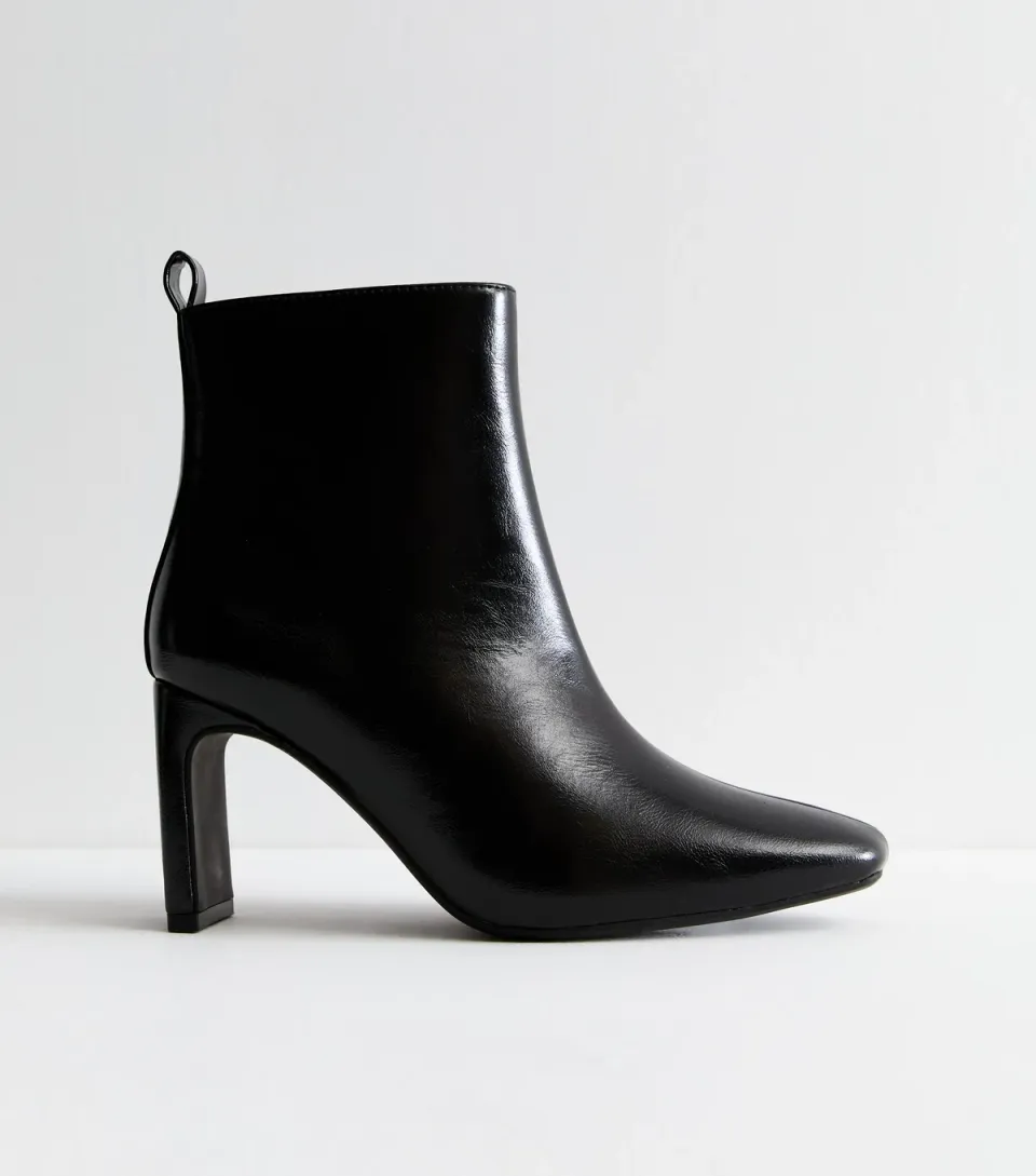 Women's Black Square-Toe Ankle Boots Vegan