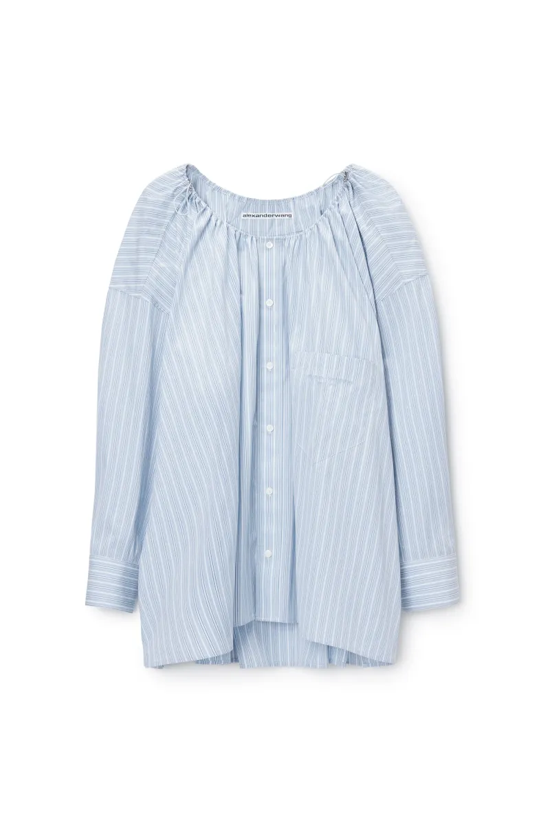 BUNGEE SCOOP NECK MINI SHIRT DRESS