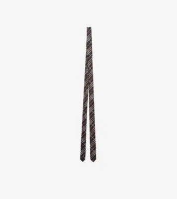 Skinny Check Silk Tie in Sandstone beige