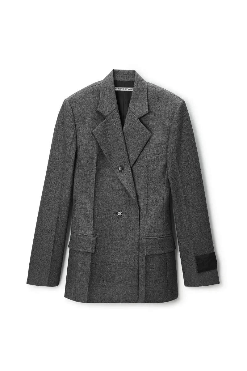 TWEED BUTTON-DETAIL BLAZER