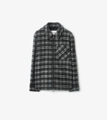 Check Wool Overshirt in Chess black/bass grey
