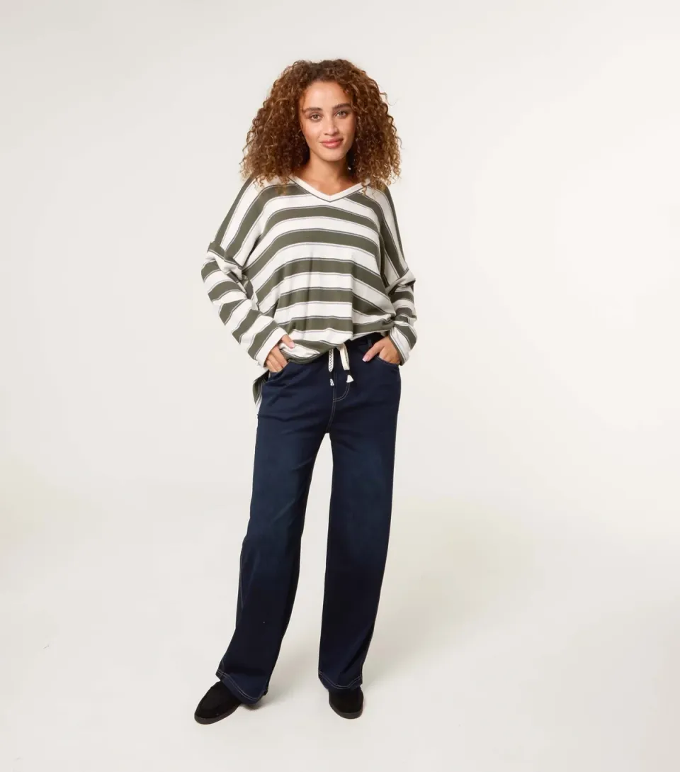 Women's Dark Blue Elasticated Waist Jeans