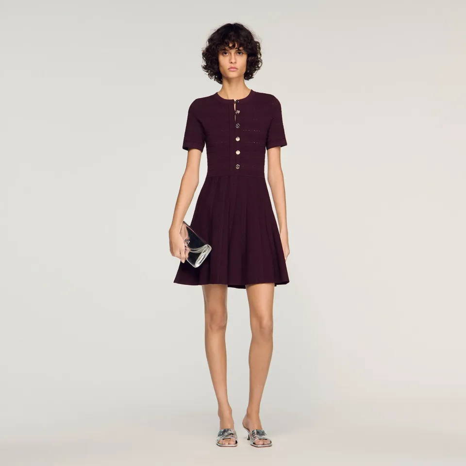Short pointelle knit dress