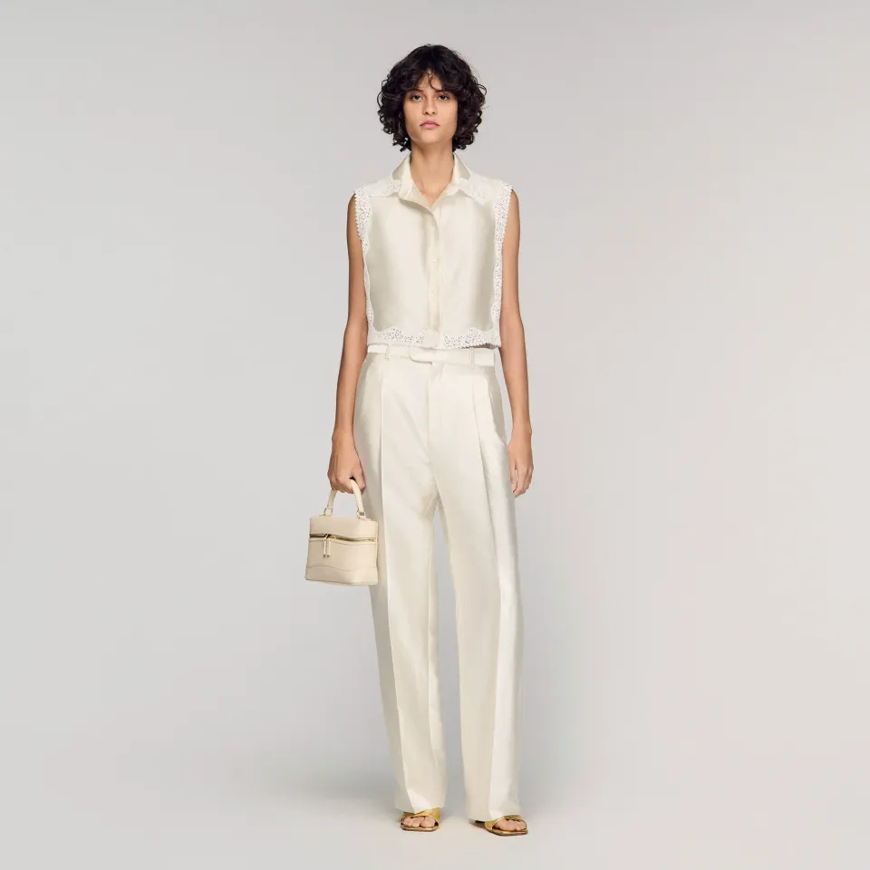 Satin-effect trousers