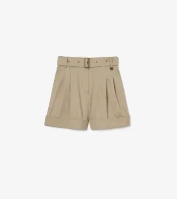 Belted Tropical Gabardine Shorts in Saltmarsh beige