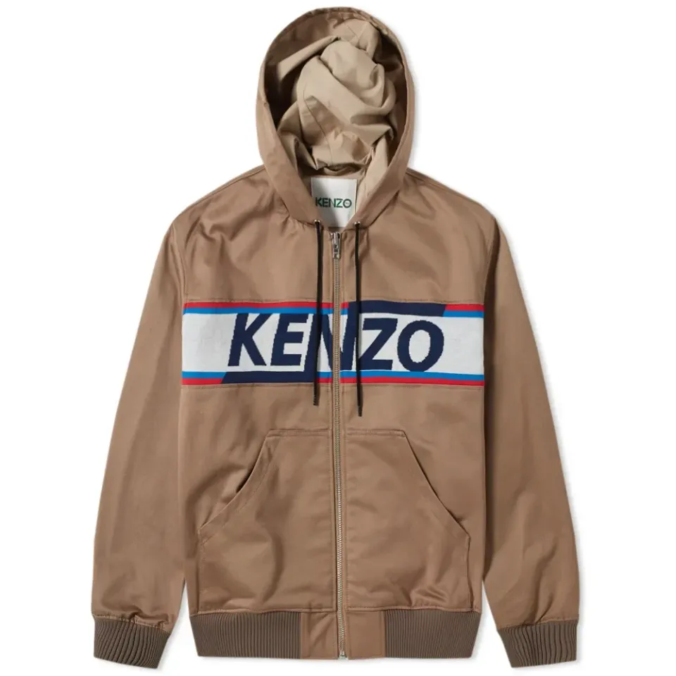Knitted Logo Hooded Canvas Jacket