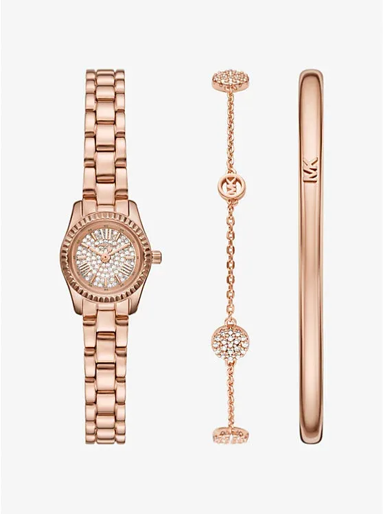 Petite Lexington Pavé Rose Gold-Tone Watch and Jewelry Gift Set
