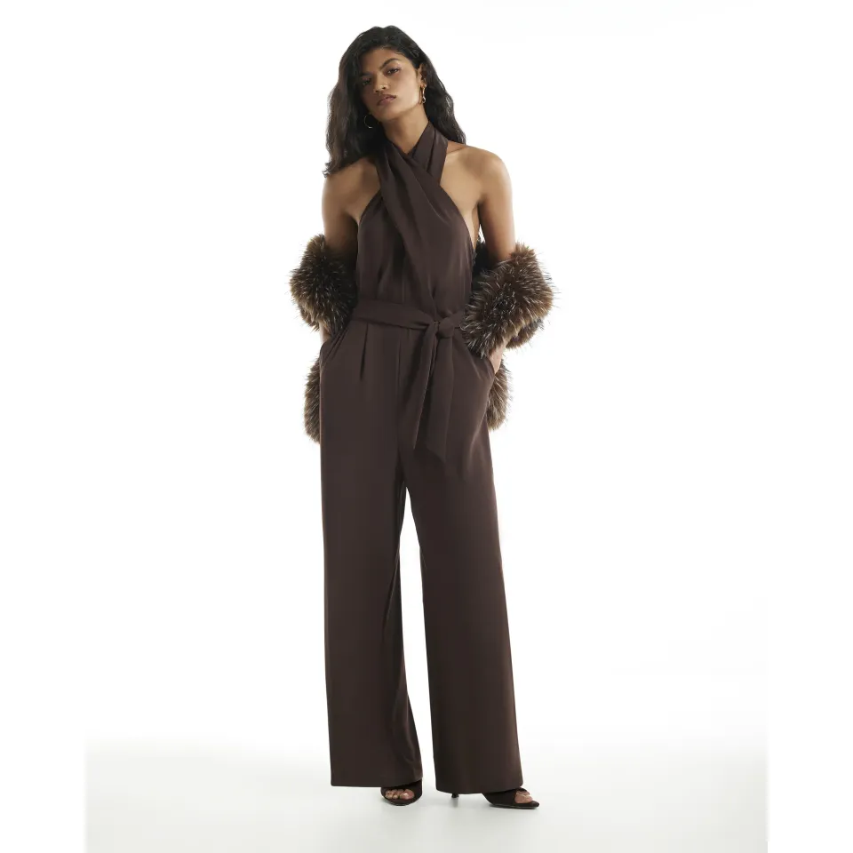 Halter Neck Belted Jumpsuit