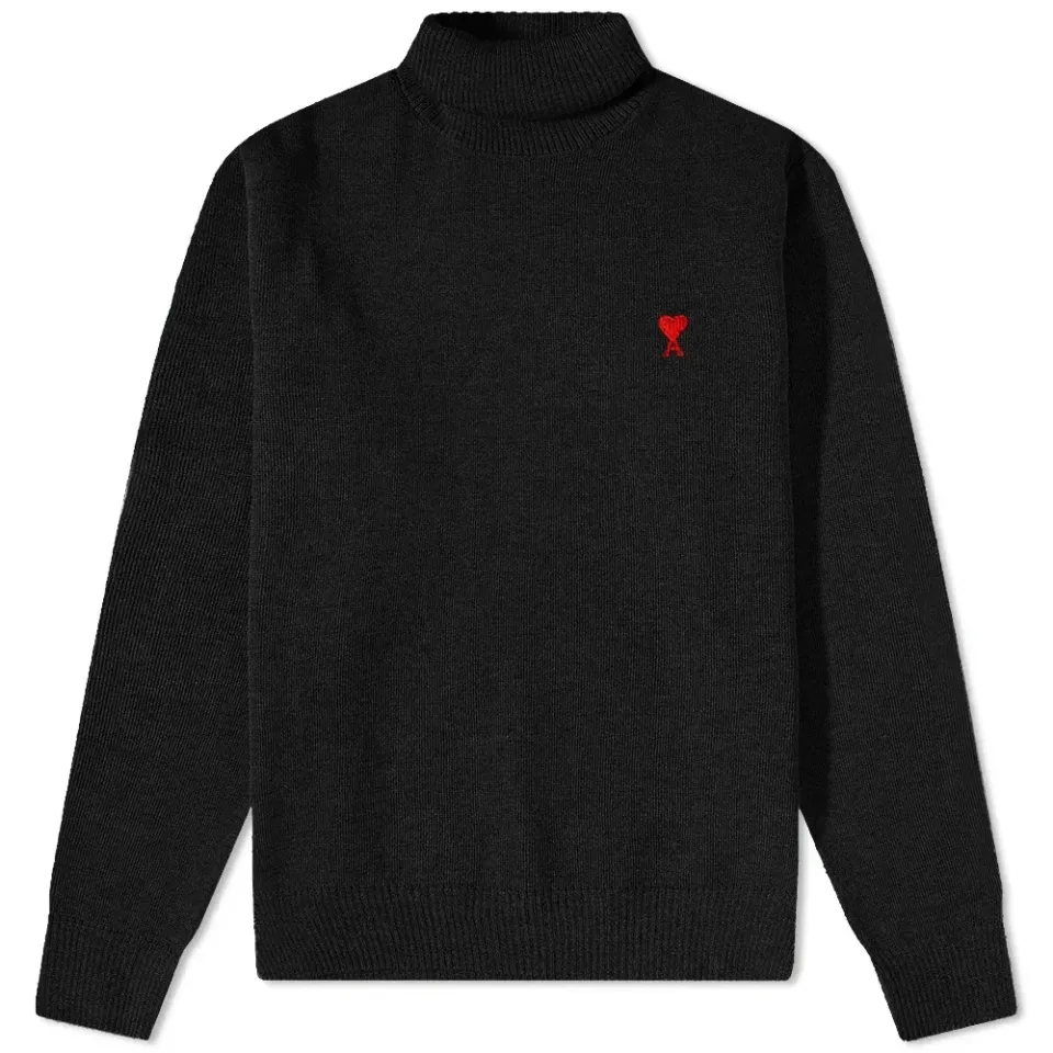 AMI Small A Heart Roll Neck Knit