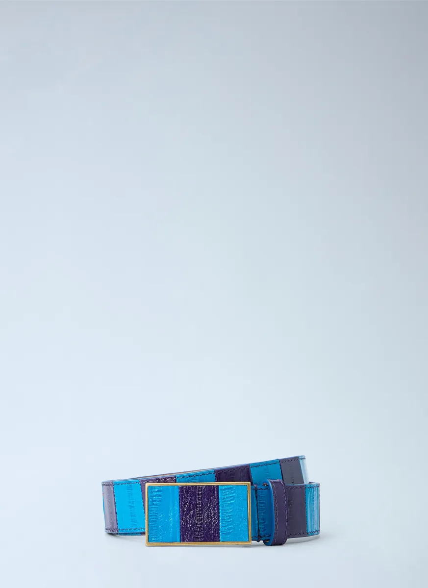 Striped Leather Belt