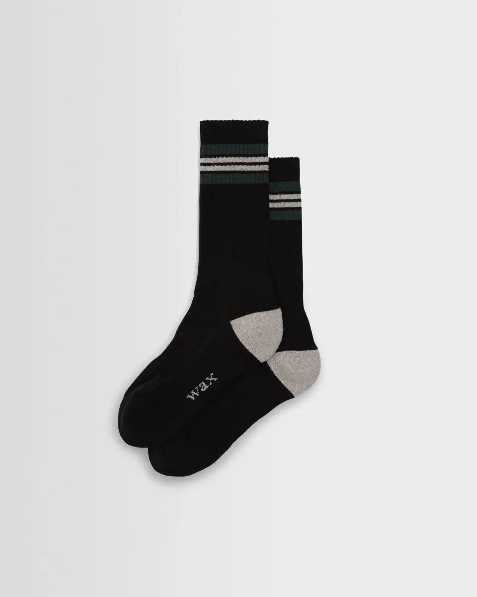 Thorpe - Black and Grey Preppy Stripe Socks