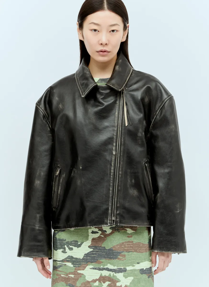 Sanded Leather Biker Jacket