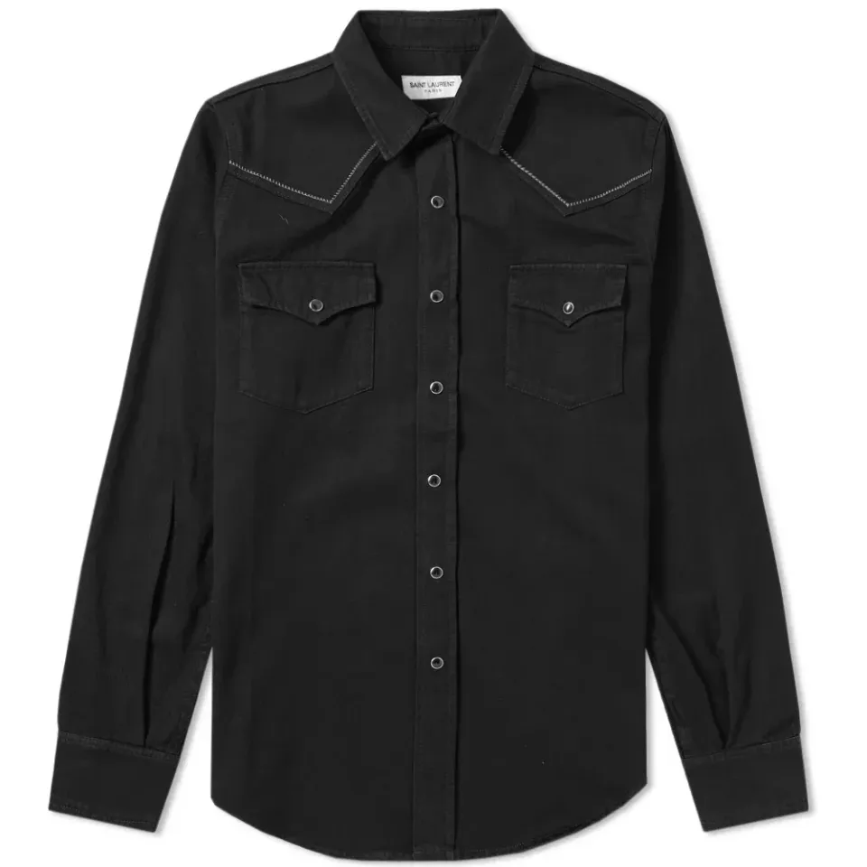 Yolk Embroidery Western Denim Shirt