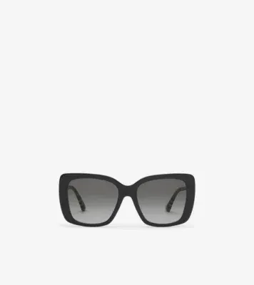 Oversized Check Square Sunglasses in Black