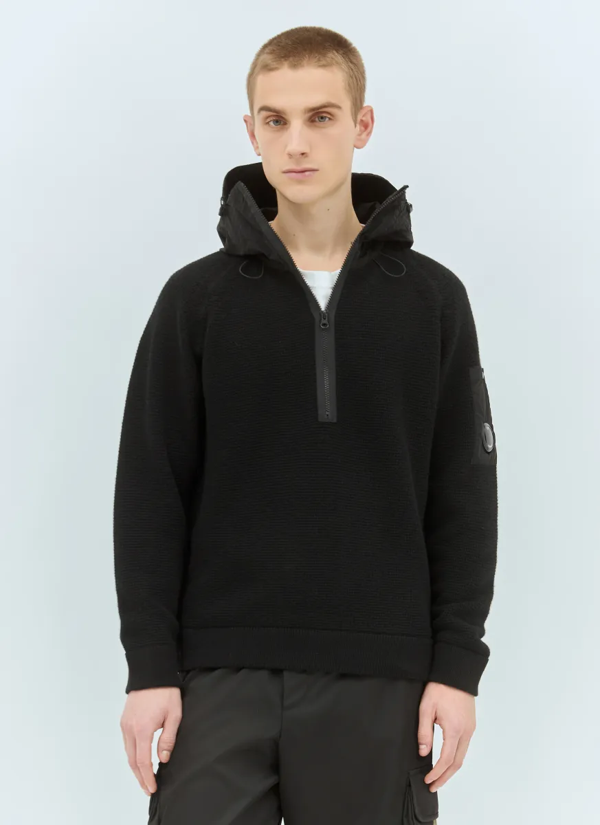 Nylon Hood Wool Cardigan