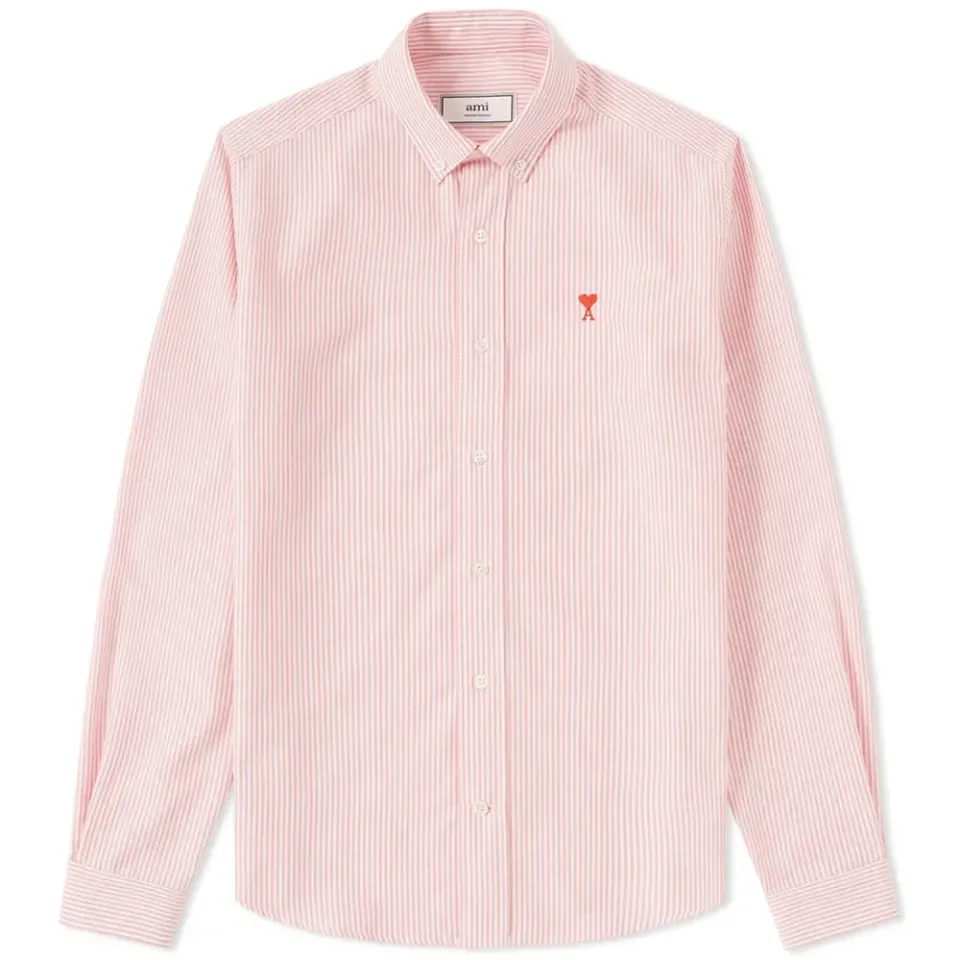 AMI Button Down Heart Logo Oxford Shirt