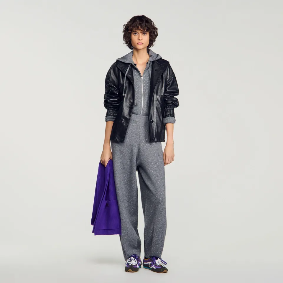 Rhinestone barrel-leg joggers