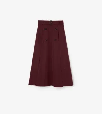 Tropical Gabardine Trench Midi Skirt in Vineyard red
