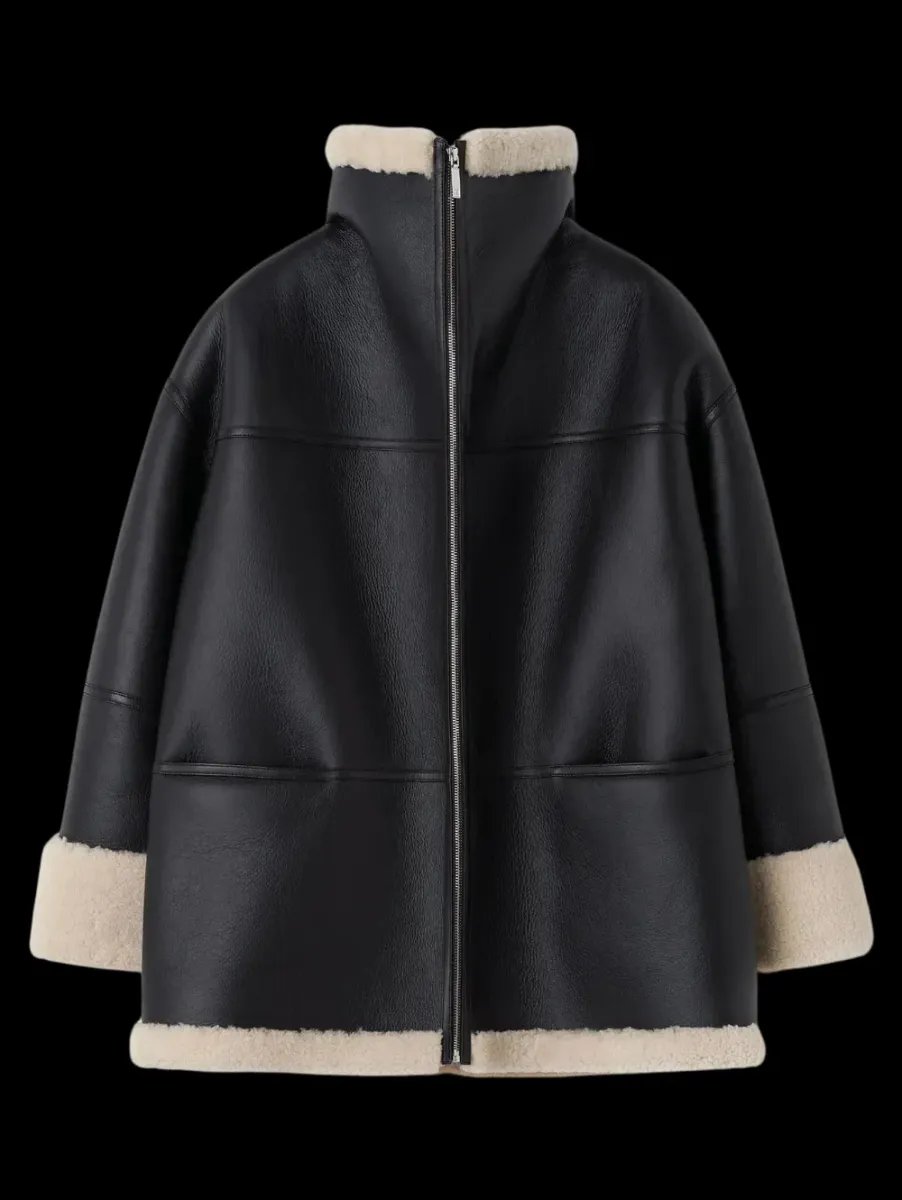 Signature Shearling Jacket Black/Off White
