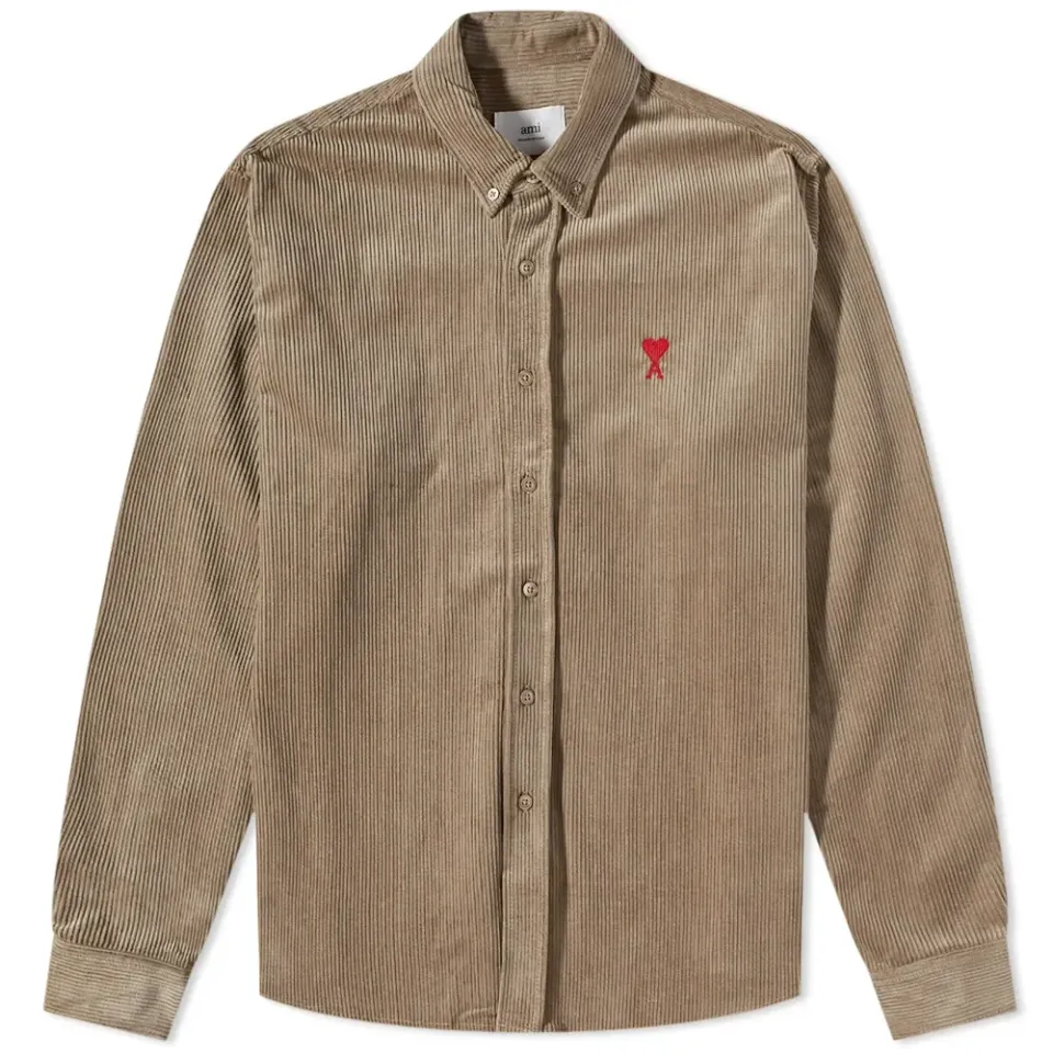 AMI Small A Heart Corduroy Shirt