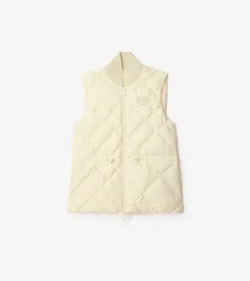 Check-stitch Nylon Gilet in Ceramic white
