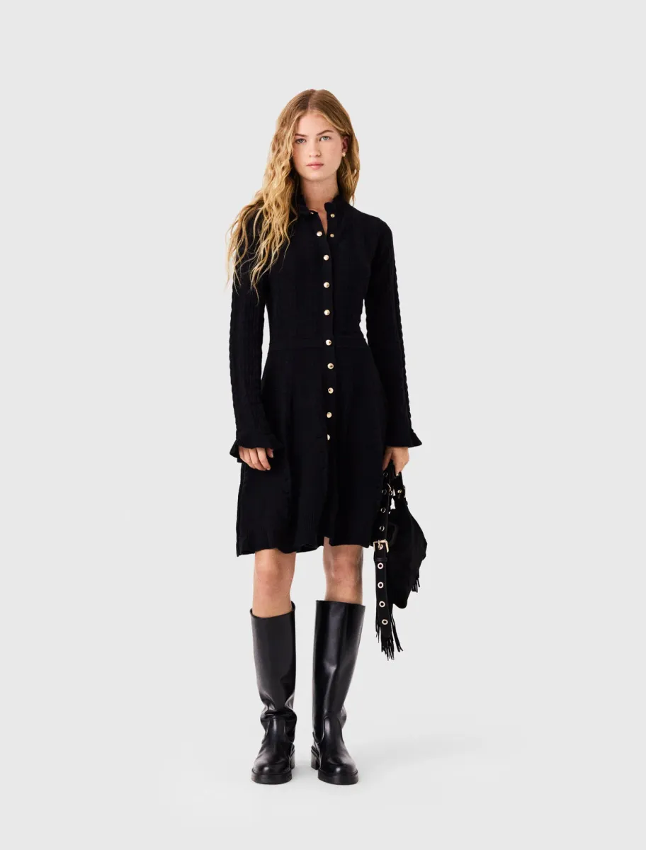 Short knit dress with buttons
