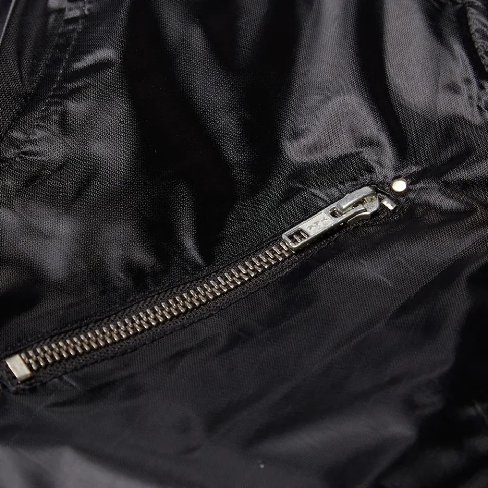 Black Textured Nylon Bomber Jacket