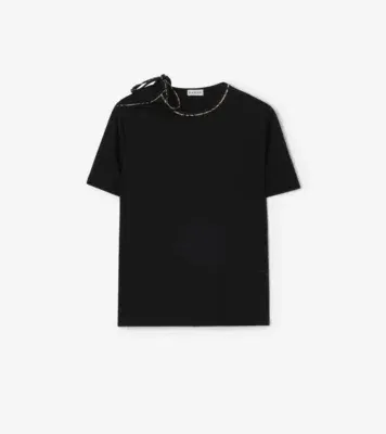 Tie-sleeve Cotton T-shirt in Black