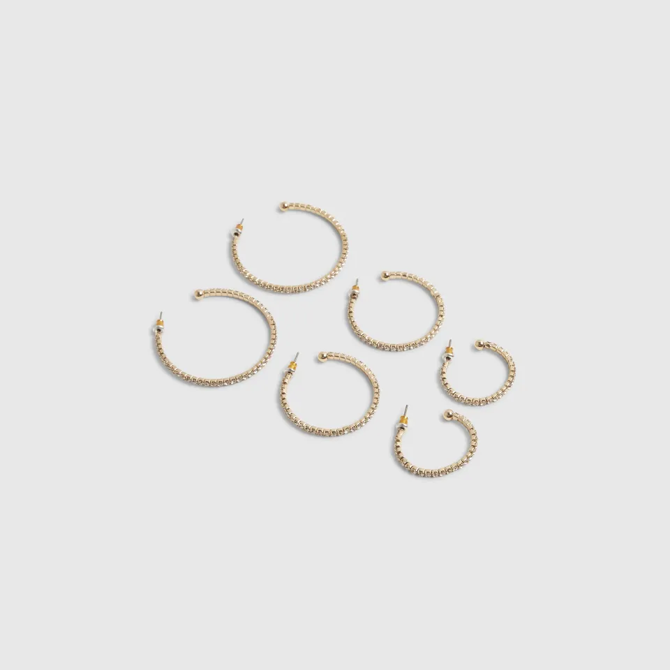 Diamante Hoop Earring Pack
