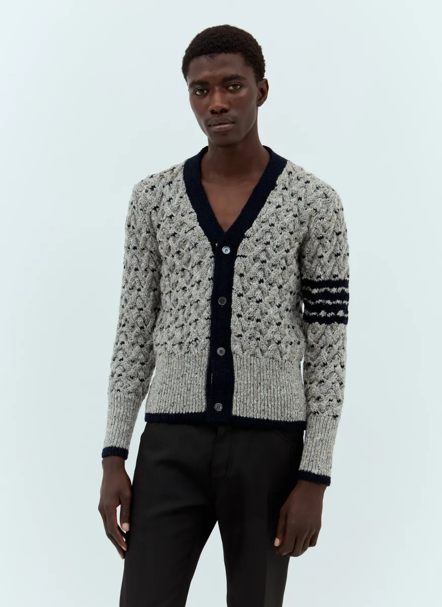 Four-Bar V Neck Cardigan