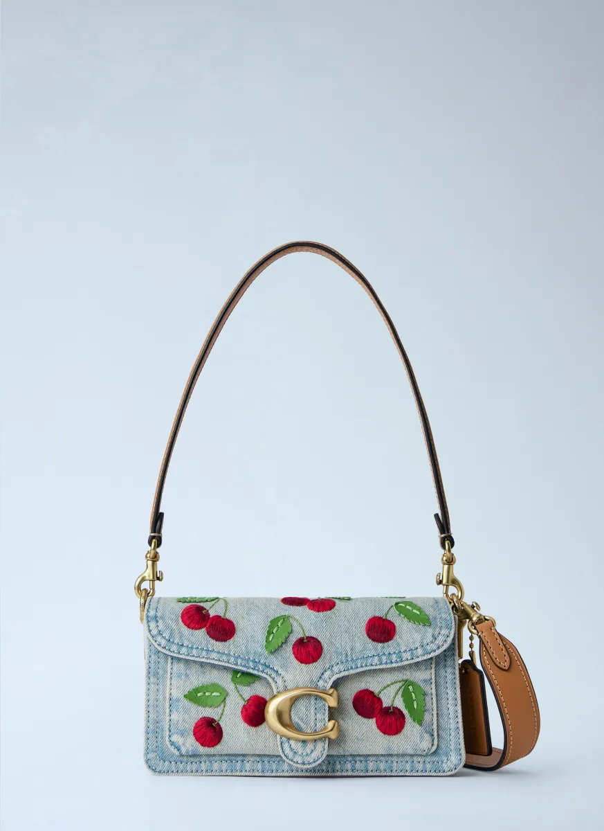 Tabby Shoulder Bag 20 With Cherry Embroidery