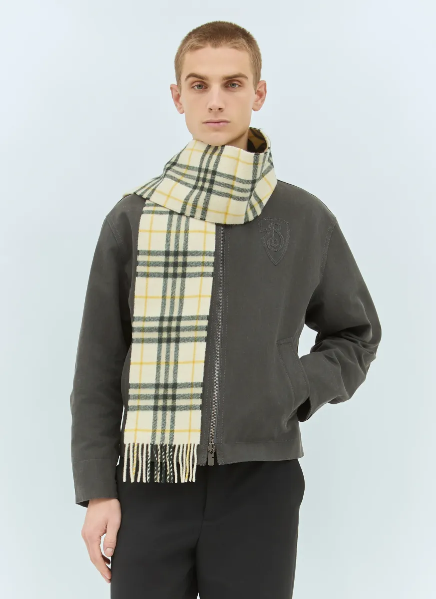 Narrow Check Cashmere Scarf