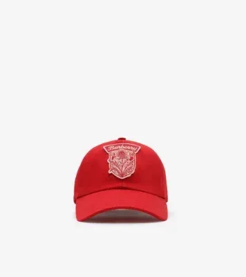 Thistle Shield Gabardine Baseball Cap in Poppy red