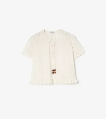Check Cotton Voile Blouse in Chalk white - Women, Linen