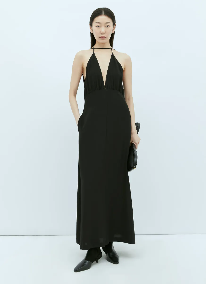 Double-Halter Silk Dress