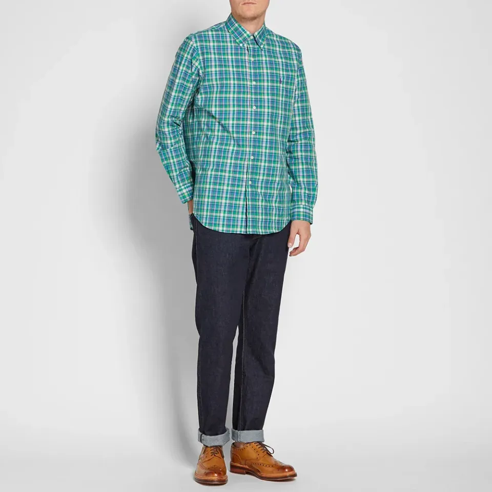 Custom Fit Button Down Check Shirt