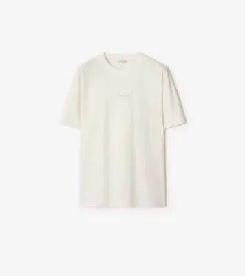 Check Cursive Logo Cotton T-shirt in Chalk white