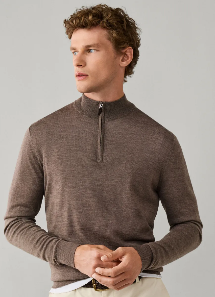 Merino Wool Quarter Zip Jumper