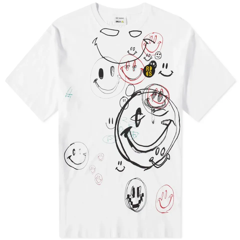 Oversized Student Print Smiley T-Shirt