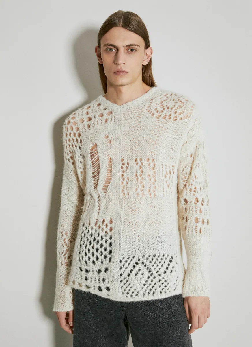 V Neck Crochet Sweater