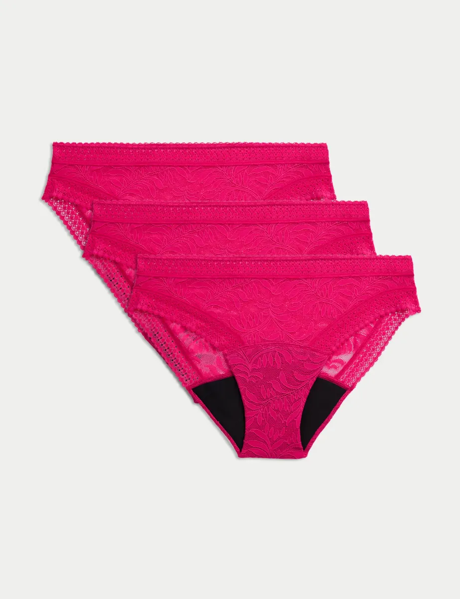 3pk Heavy Absorbency Period Bikini Knickers Pink