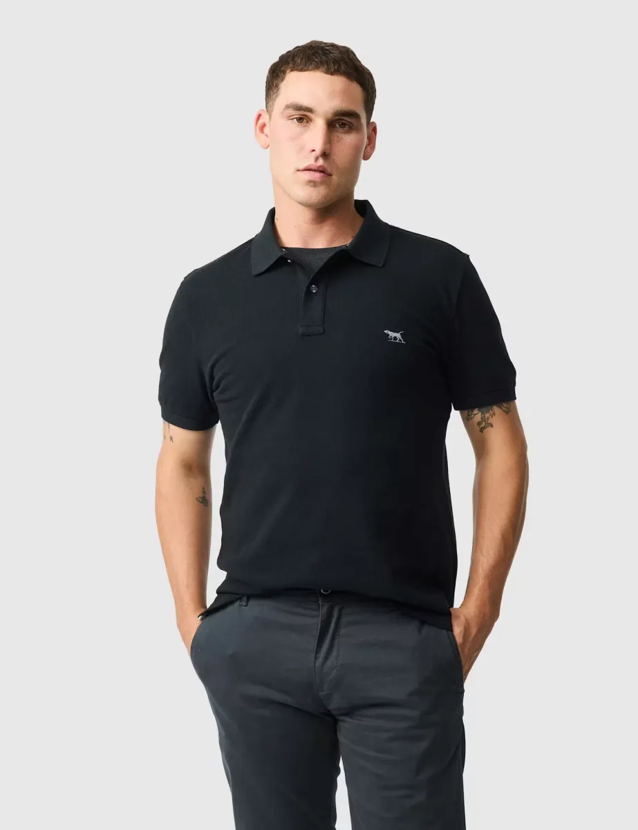 Pure Cotton Pique Polo Shirt Black
