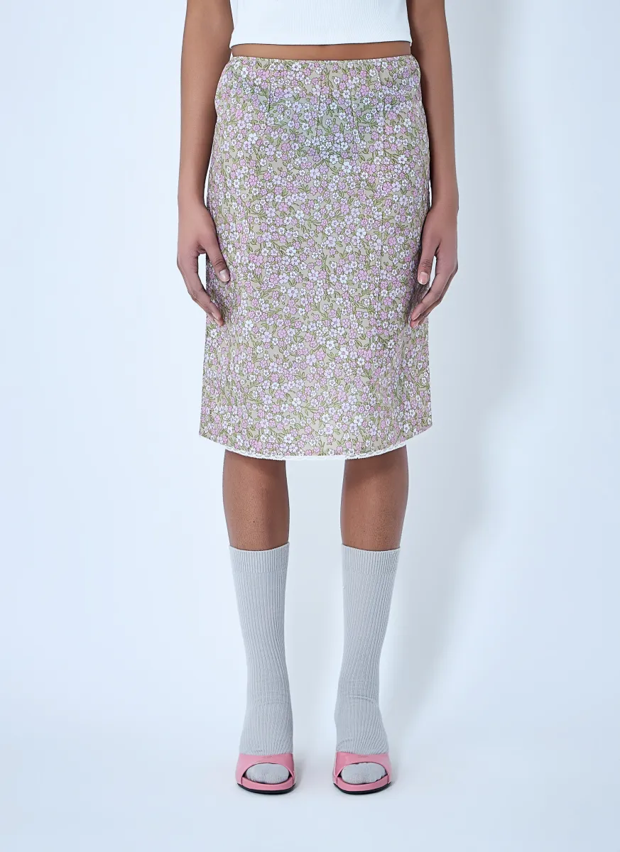 Re-Nylon Floral Midi Skirt