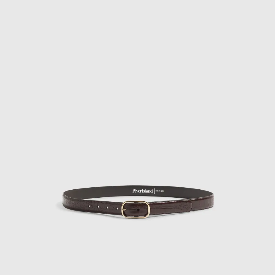Faux Leather Croc Buckle Belt