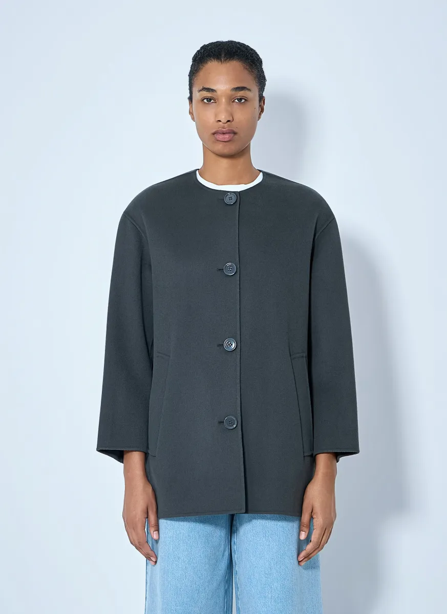 Minimalist Wool Coat with Scarf