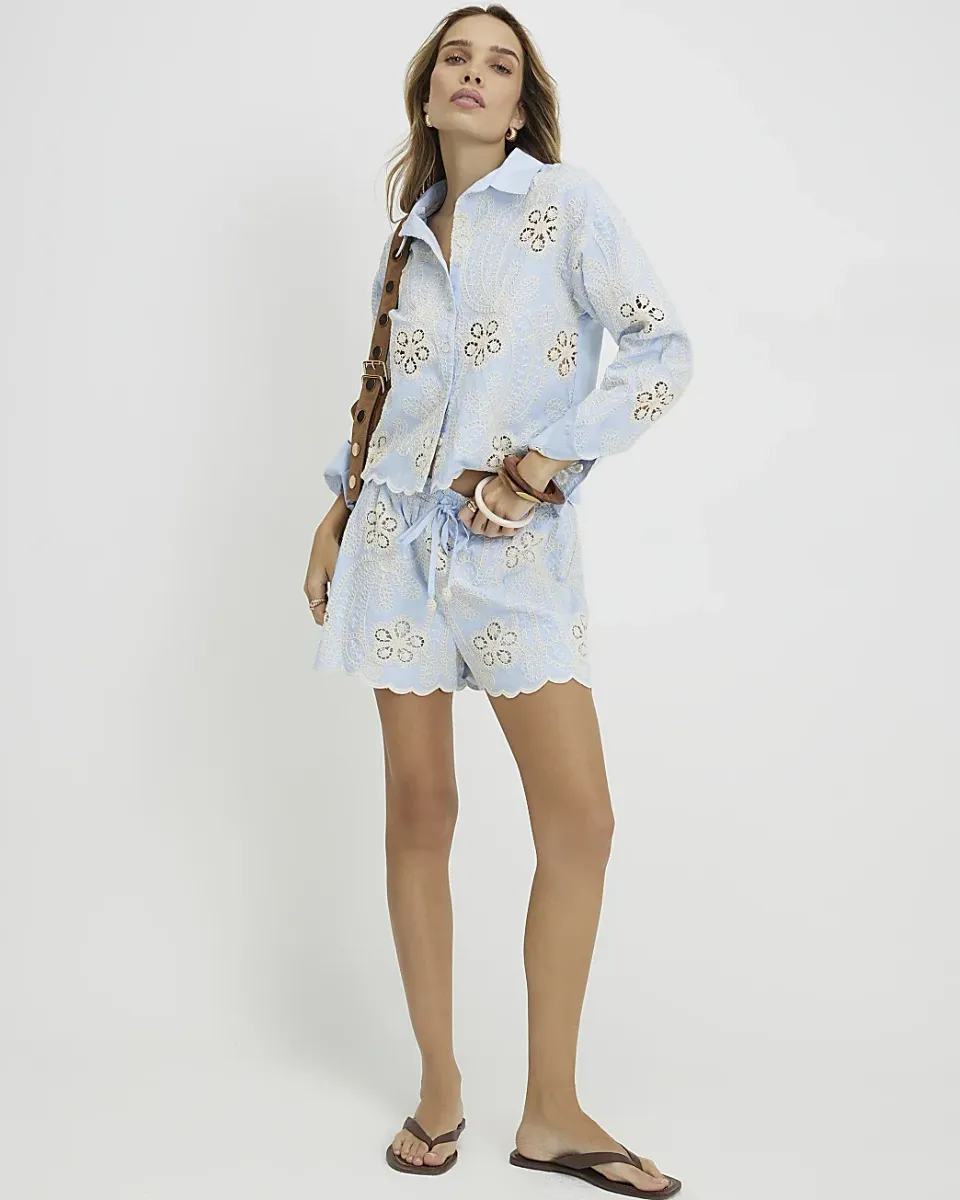 Embroidered Crochet Shorts