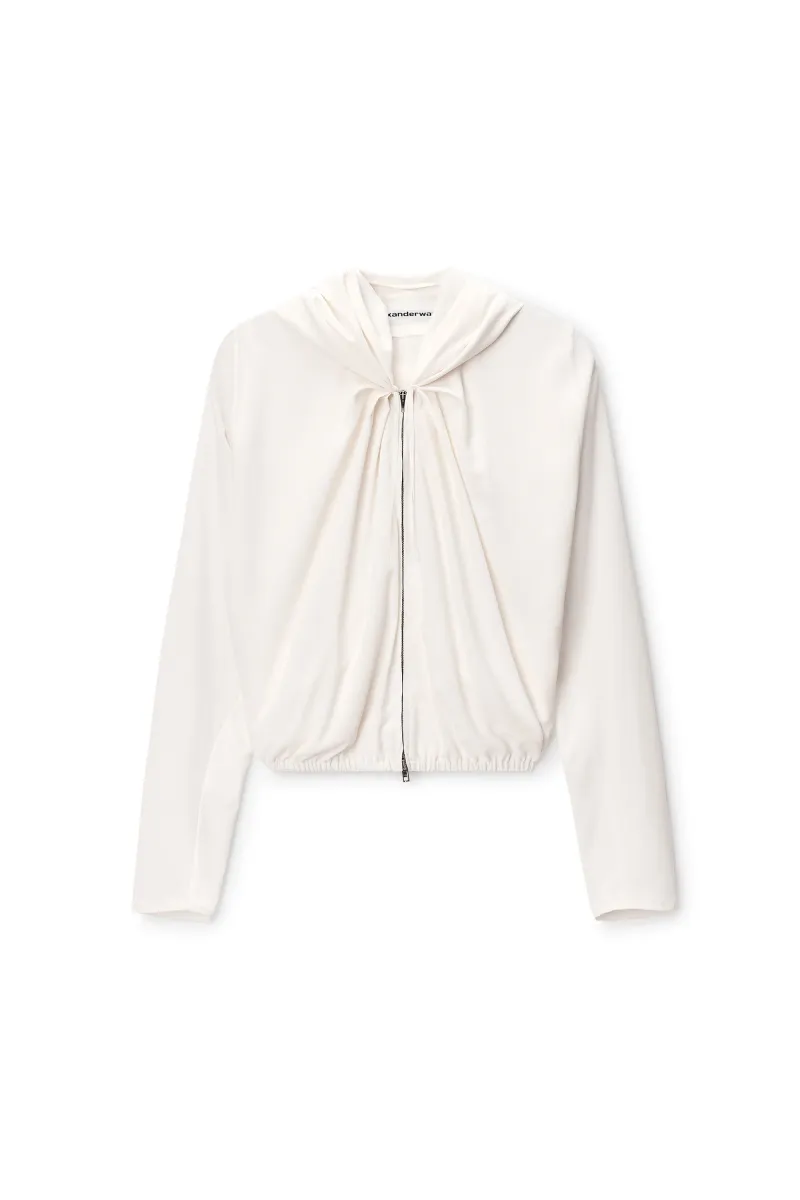 Draped Neck Zip-Up Hoodie