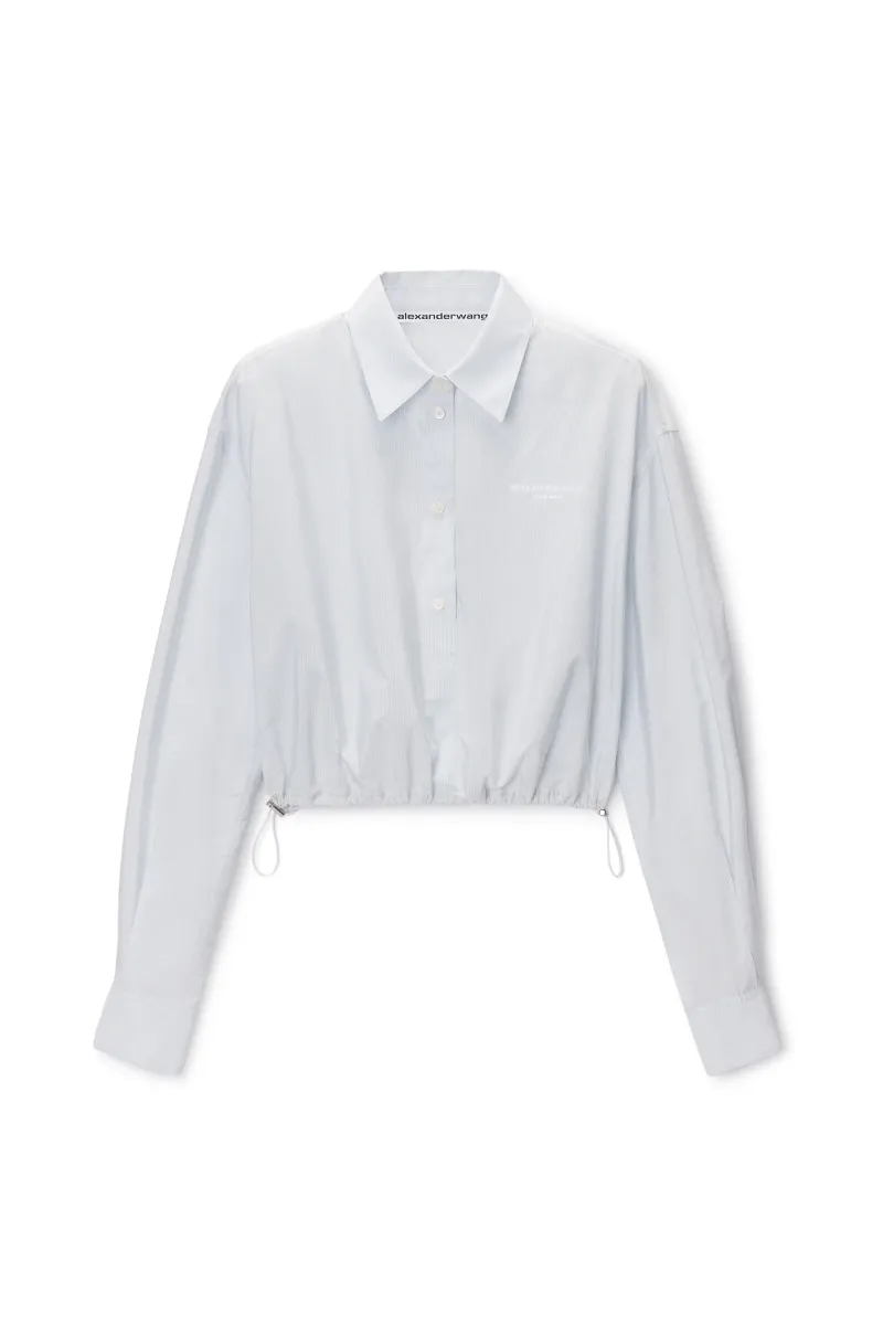 Cropped Shirt with Adjustable Drawcord Hem