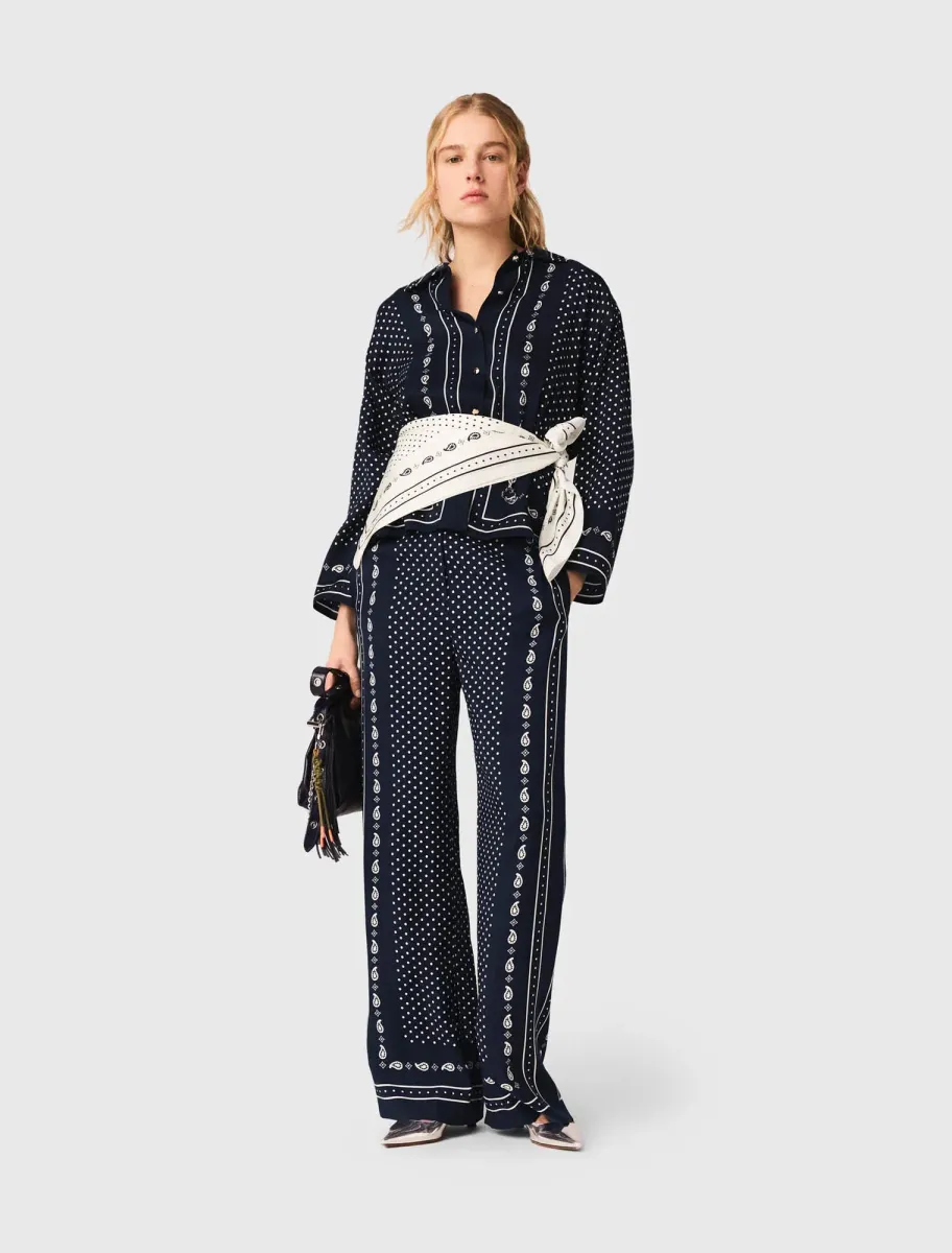 Printed fluid trousers