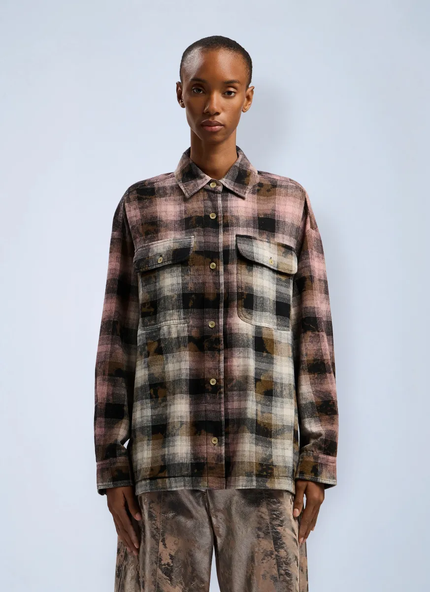 Curved Logo Coated Checkshirt